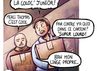 Trouve-toi un vrai travail Sebi Comis Sebi Comics Thomas Cyrix Comic Webcomic français Bande dessiné BD Déménagement Cartons